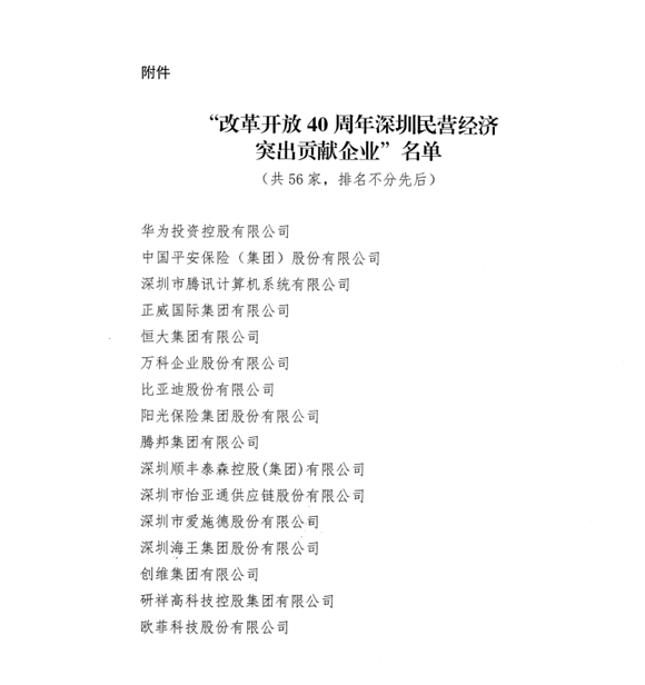 喜讯，AG8亚游供应链荣获“改革开放40周年深圳民营经济突出贡献企业”称号  